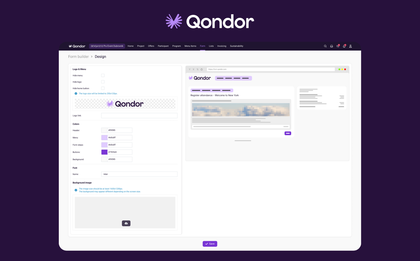 Qondor's landingpage designer