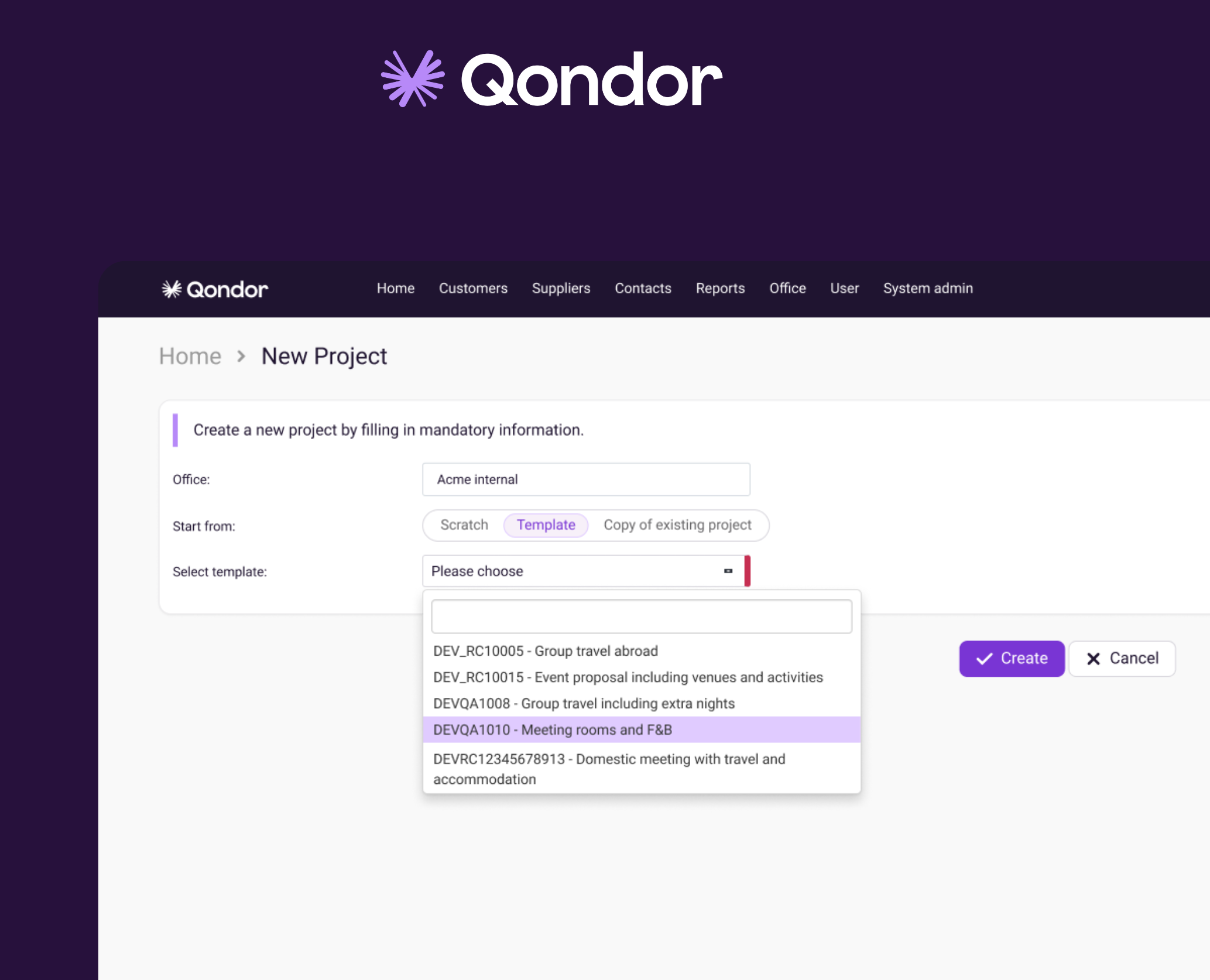 How to create a project in Qondor