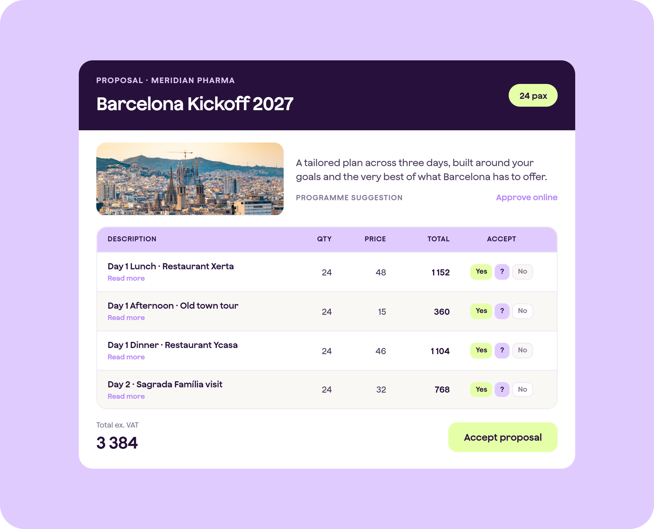 Qondor creates proposals and instantly converts them into budgets and contracts