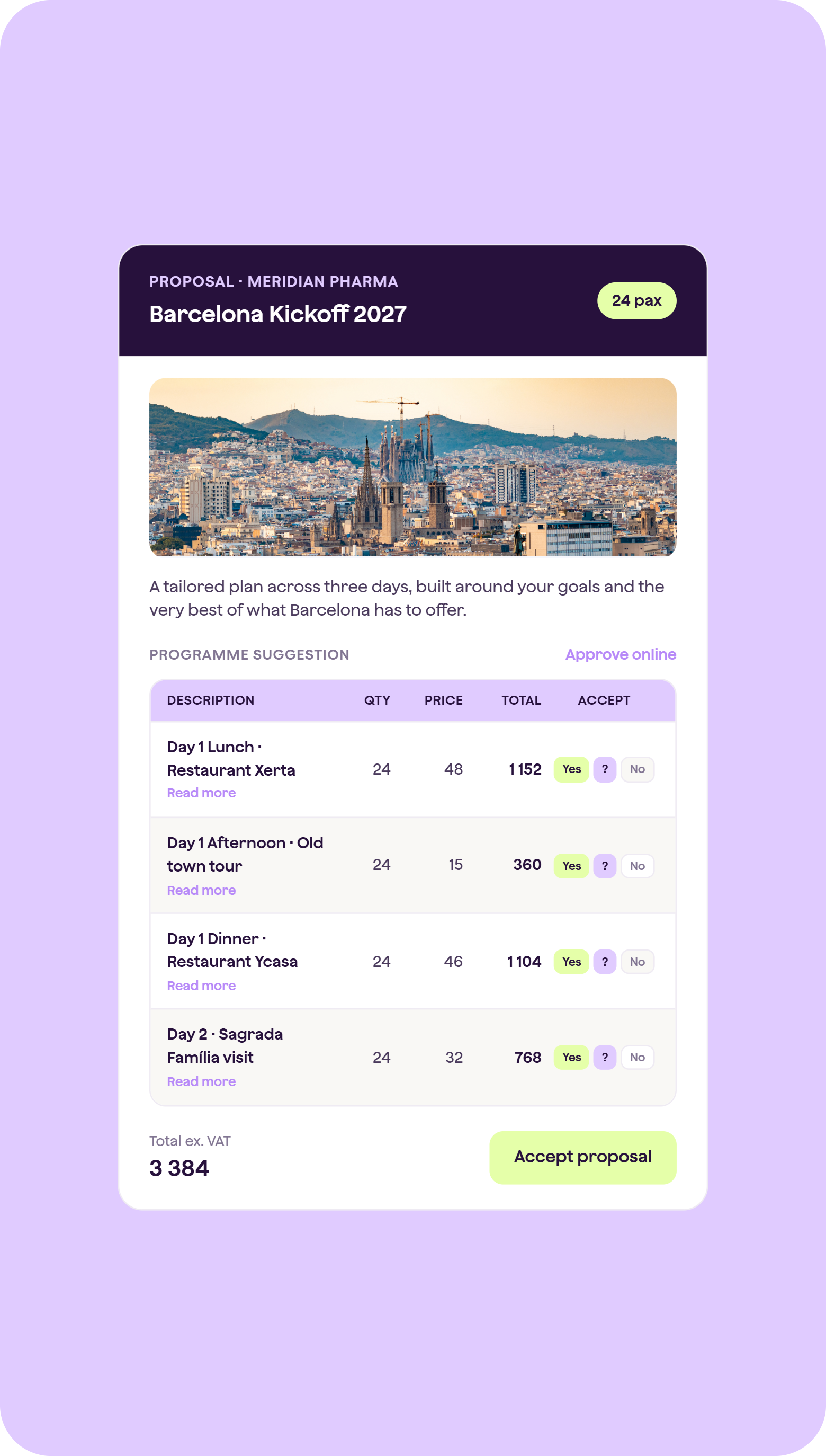 Qondor creates proposals and instantly converts them into budgets and contracts